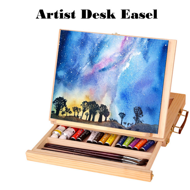 Wooden Easel Painting Easel Artist Desk Easel Portable Miniature Desk  Folding Easel Table Box Oil Paint Accessories Art Supplies - AliExpress